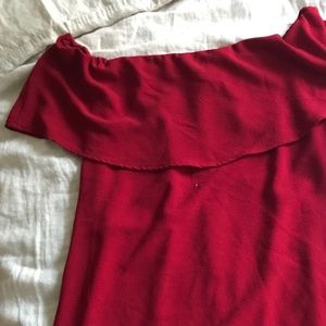 Red off-shoulder dress